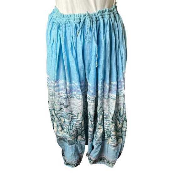 Vintage circle crinkle skirt penguin ocean pattern Large Cotton Zero brand - Picture 2 of 8